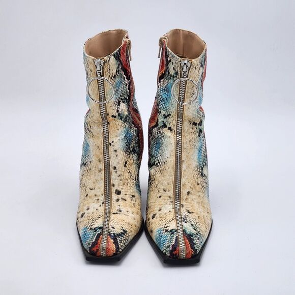 Public Desire Snakeskin Red Blue Zipper Booties Size 8 - Picture 2 of 9